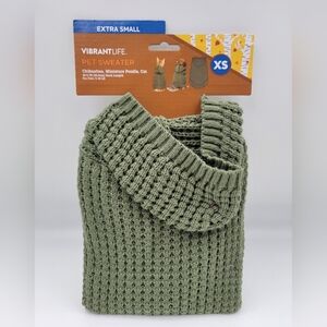 NEW Vibrant Life Dog Or Cat Green Hooded Waffle Knit Pet Sweater Sz XS